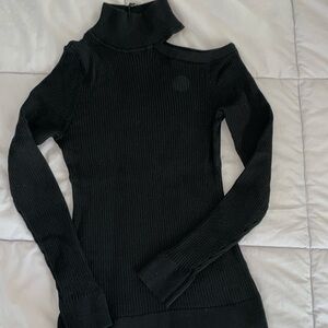 DKNY Black Cut Out Turtleneck Sweater